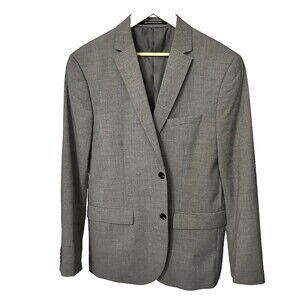 H&M Men's 44R Slim Fit Two Button Gray Suit Jacket Blazer Four Button Sleeve